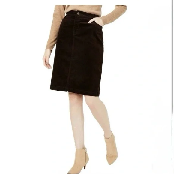 Charter Club Women's Vintage Corduroy Velvet Brown Pencil Skirt 12 Work Classic - Picture 2 of 9